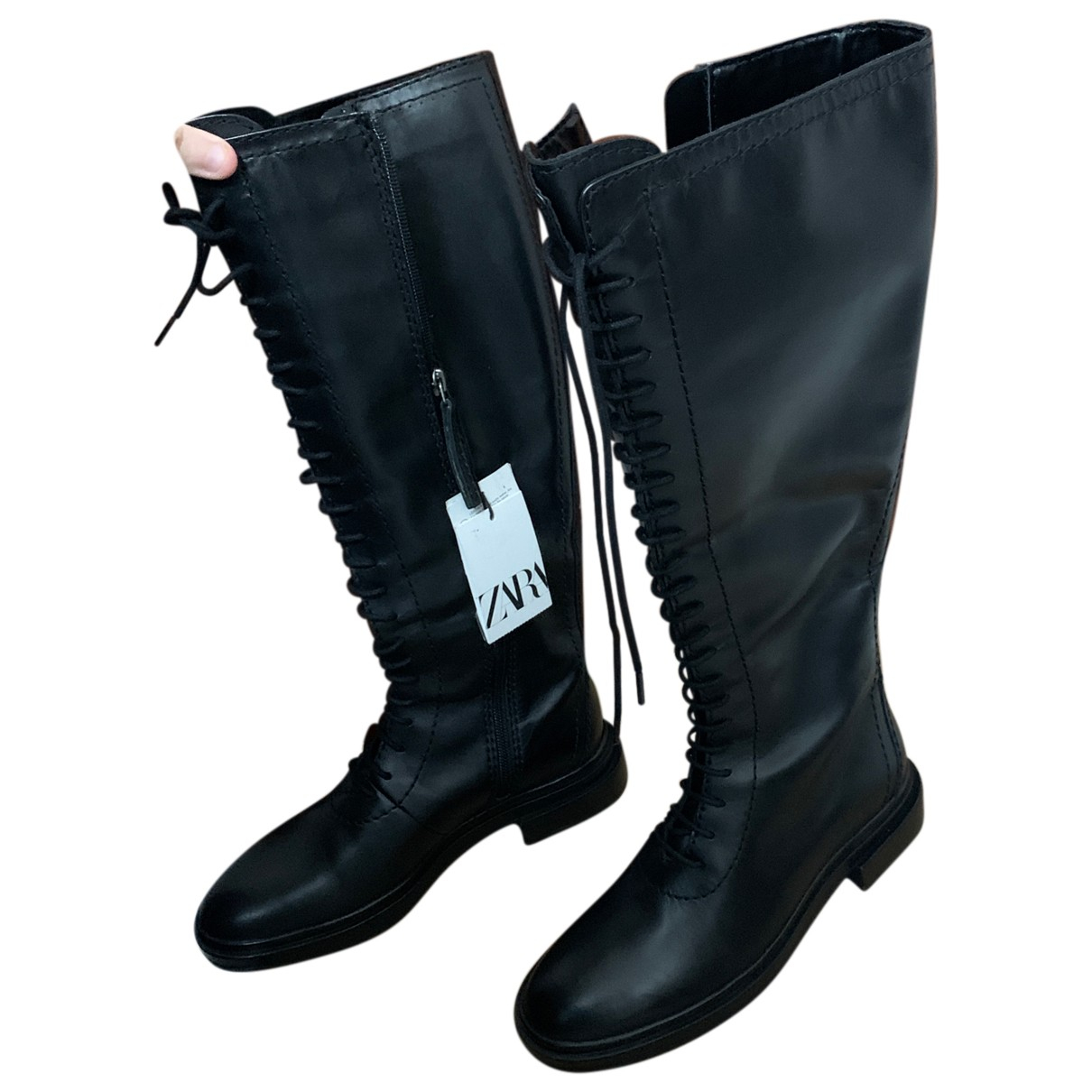 zara black biker boots